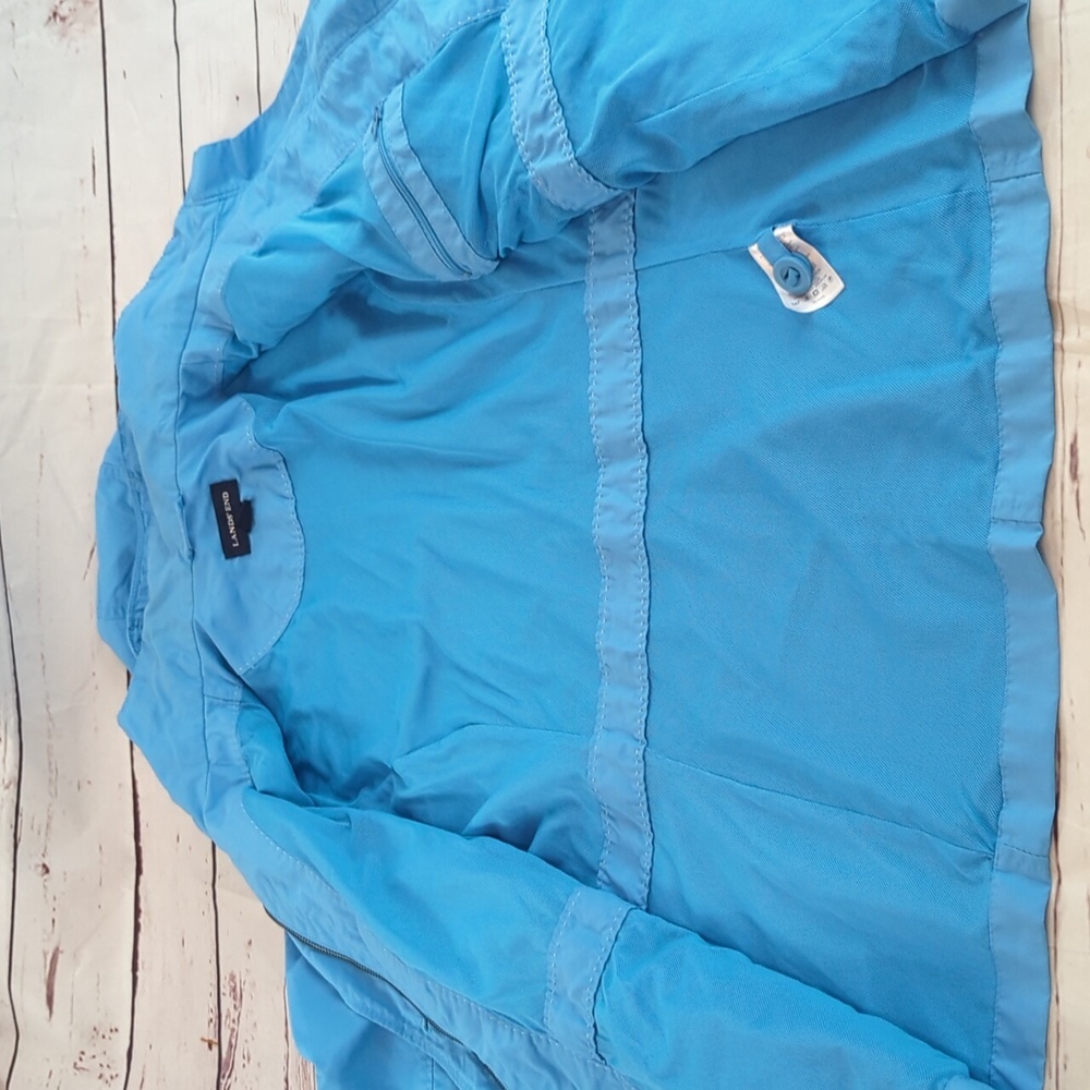 Lands' End lightweight jacket, fall coat, removable hood, women's large - Picture 9 of 16